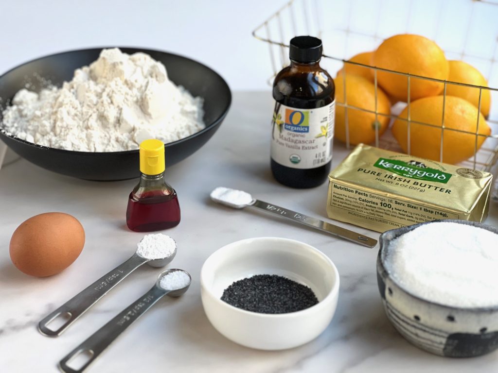 Baking Ingredients for Lemon Poppy Seed Cookies