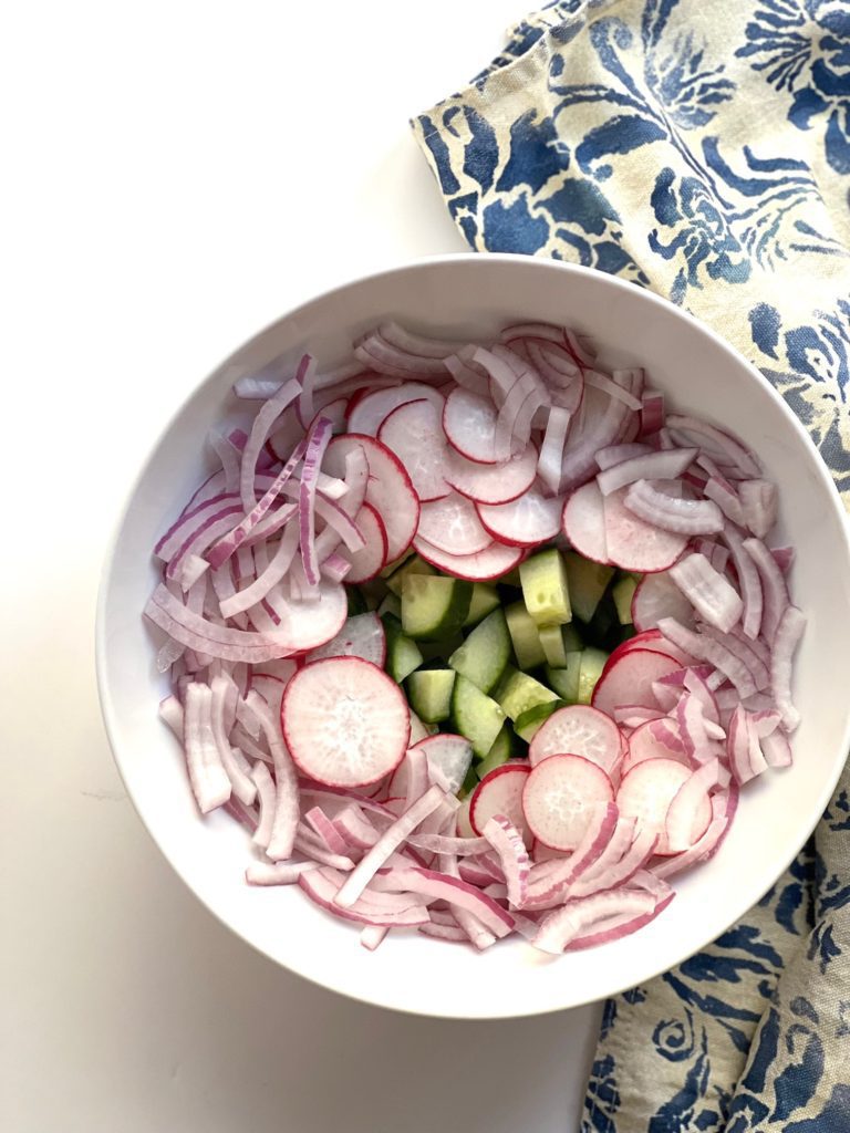 White Bean Arugula Salad Prep