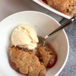 Strawberry Rhubarb Cobbler and Ice Cream